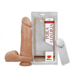 Prótese Pura Luxúria com Ventosa Vibro e Escroto 20,5 x 4,7cm Sexy Fantasy