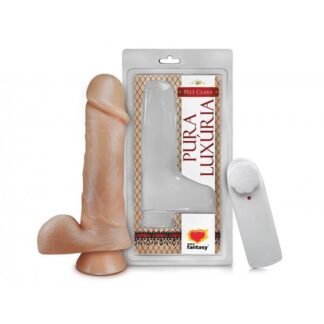 PRÓTESE PURA LUXÚRIA REALÖSTICO COM VIBRO ESCROTO E VENTOSA 18X4,4 CM SEXY FANTASY